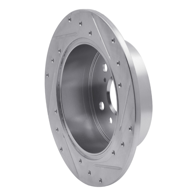 Lexus ES300H Brake Rotor (1) - Rear Left - R1 Concepts - Drilled & Slotted - Silver - `12-`18